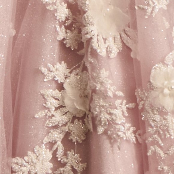 NEW SLEEVELESS TULLE BALL GOWN WITH V-NECK EMBROIDERED WITH ORGANZA AL A1028 - Picture 7 of 12